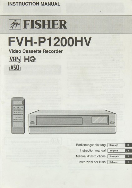 Fisher FVH-P 1200 HV Operating Instructions