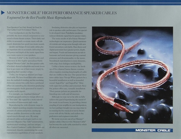Monster Cable Power Line / Navajo White etc. brochure / catalogue