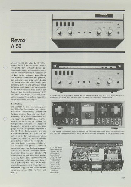 Revox A 50 brochure / catalogue