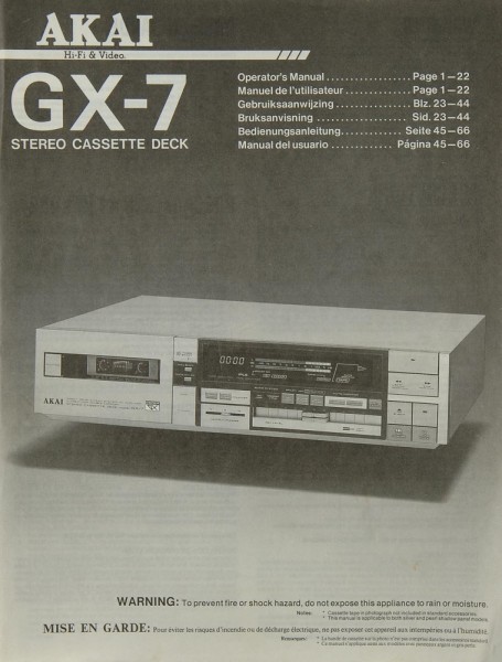 Akai GX-7 Operating Instructions
