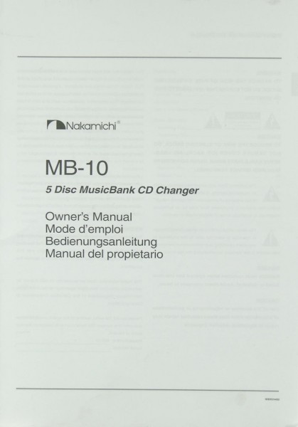 Nakamichi MB-10 Manual