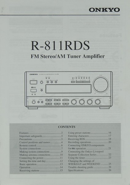 Onkyo R-811 RDS Manual