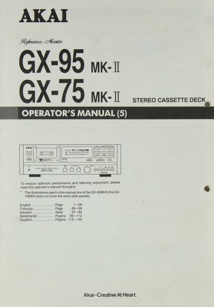 Akai GX-95 MK II / GX-75 MK II Operating Instructions