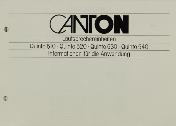 Canton Quinto 510 / 520 / 530 / 540 Operating Instructions