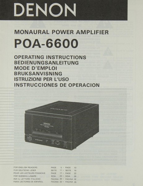 Denon POA-6600 Bedienungsanleitung