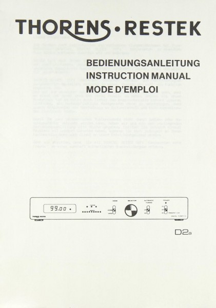 Thorens D 2 a Operating instructions