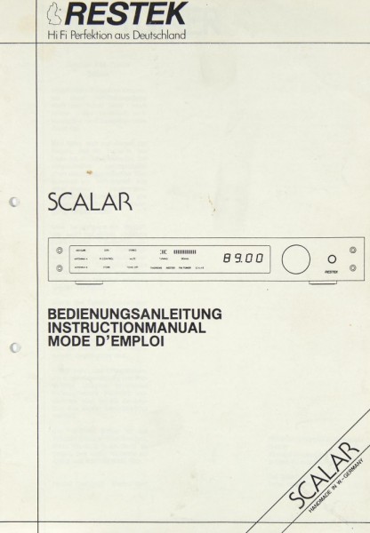 Restek Scalar User Manual