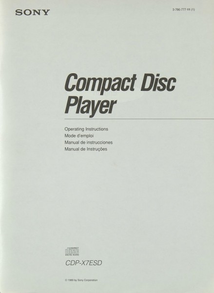 Sony CDP-X 7 ESD Manual