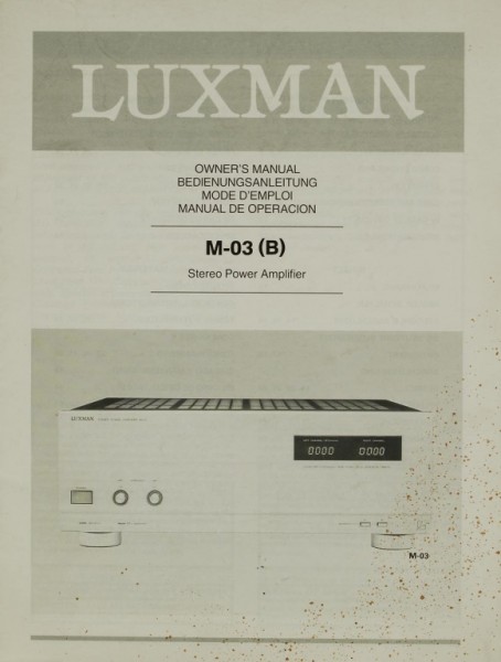 Luxman M-03 (B) Operating Instructions