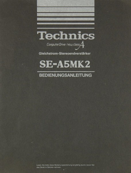 Technics SE-A 5 MK 2 Operating instructions