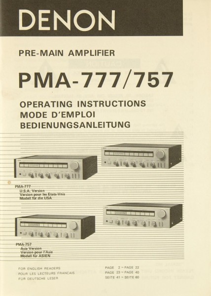 Denon PMA-777 / PMA-757 Bedienungsanleitung