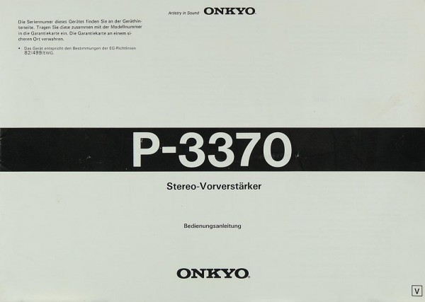 Onkyo P-3370 Bedienungsanleitung