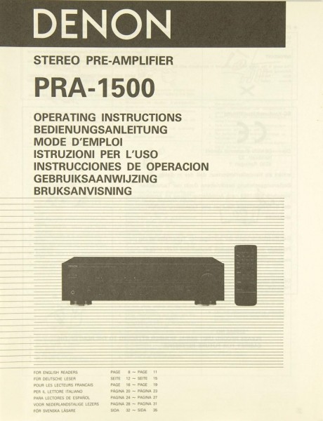 Denon PRA-1500 Bedienungsanleitung