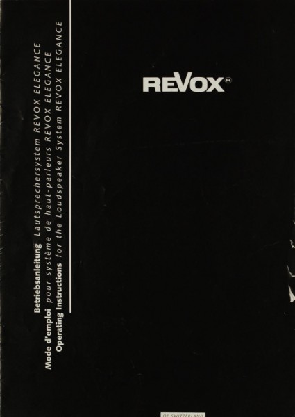 Revox Elegance Operating Instructions