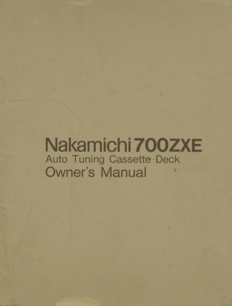 Nakamichi 700 ZXE Bedienungsanleitung