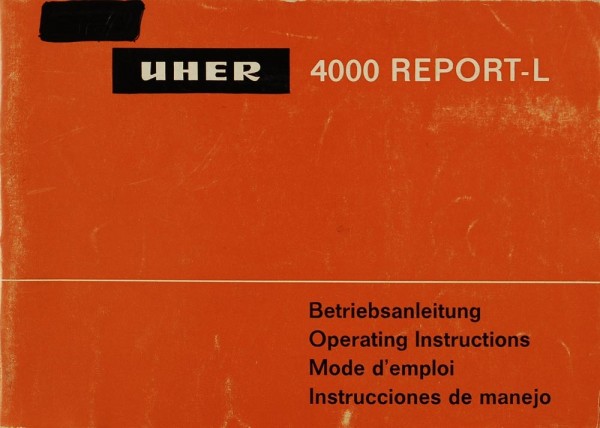 Uher 4000 Report L Operating Instructions