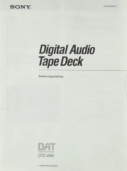 Sony DTC-690 Manual
