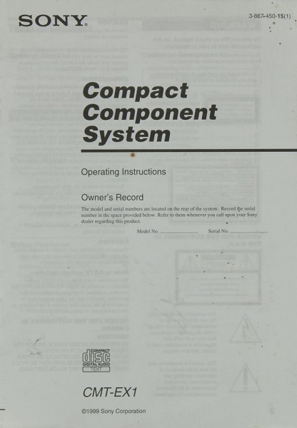 Sony CMT-EX 1 Manual