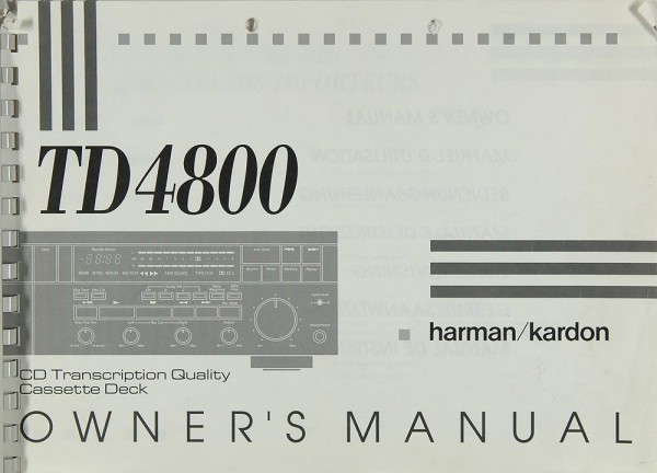 Harman / Kardon TD 4800 Bedienungsanleitung
