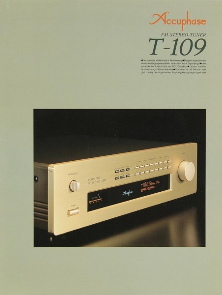 Accuphase T-109 Brochure / Catalogue