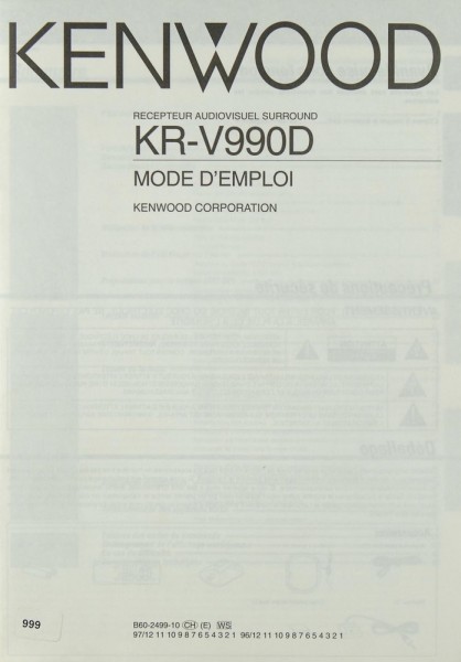 Kenwood KR-V 990 D Manual