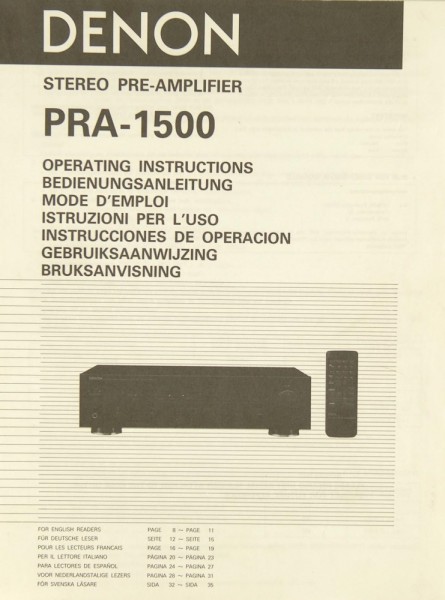 Denon PRA-1500 Manual