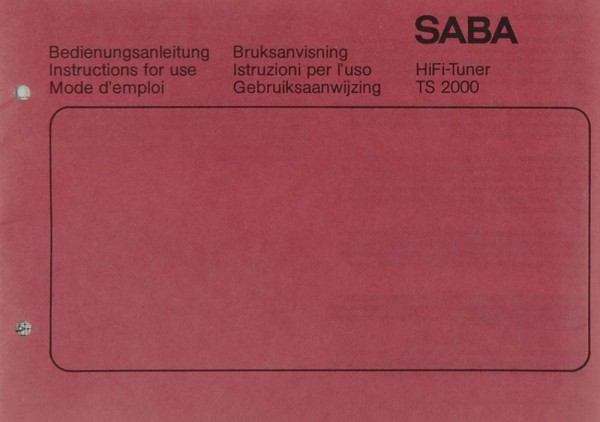 Saba TS 2000 Manual
