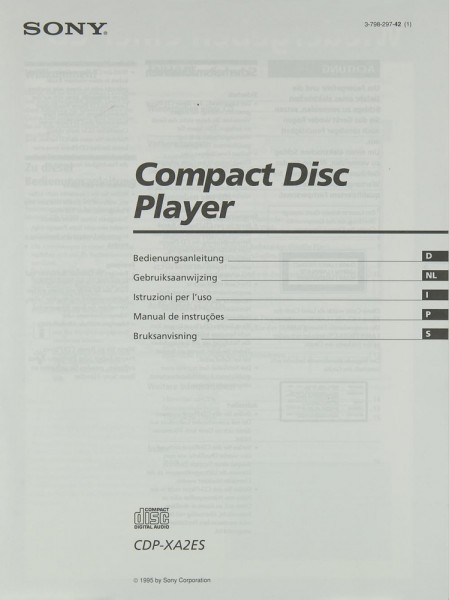 Sony CDP-XA 2 ES User Manual