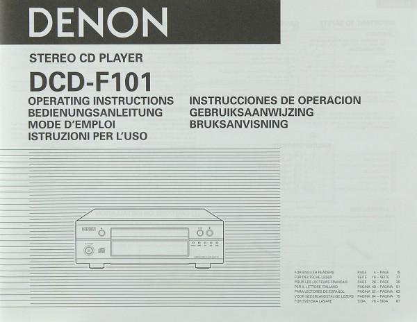 Denon DCD-F 101 Bedienungsanleitung