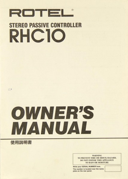 Rotel RHC 10 Manual