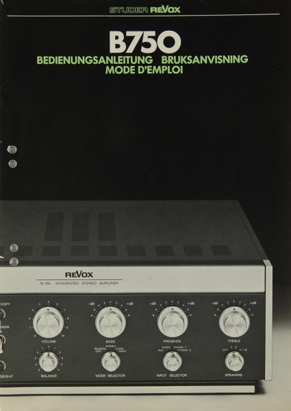 Revox B 750 Instruction Manual