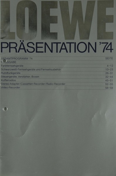 Loewe Präsentation ´74 Prospekt / Katalog