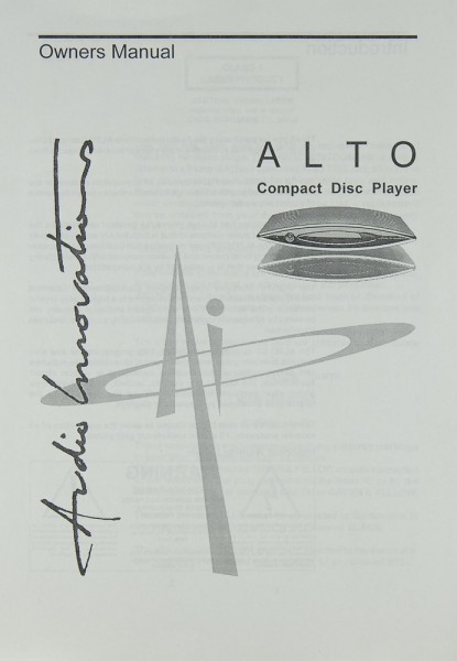 Audio Innovations Alto CD Player User Guide