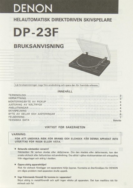 Denon DP-23 F Manual