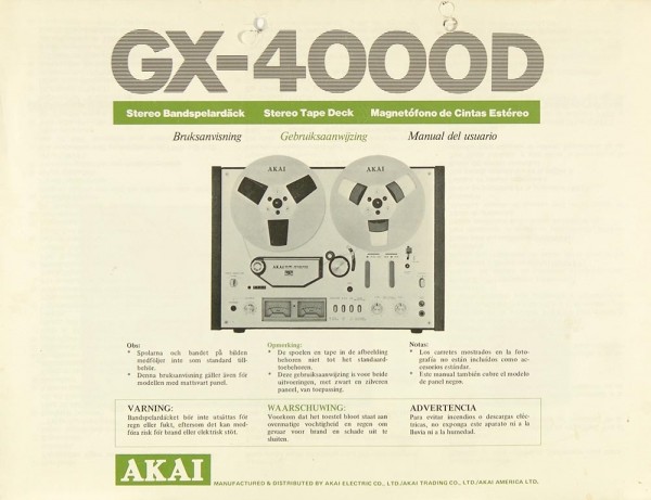 Akai GX-4000 D Instruction Manual