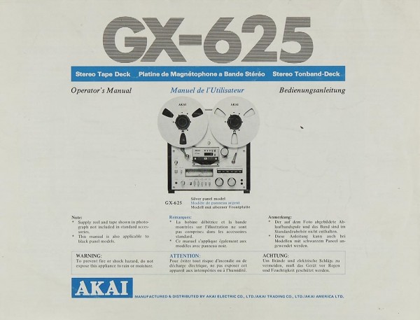 Akai GX-625 Operating Instructions