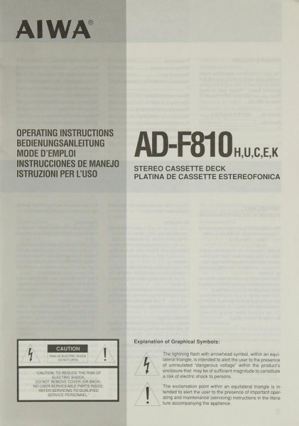 Aiwa AD-F 810 H/U/C/E/K Operating Instructions