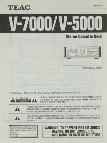 Teac V-7000 / V-5000 Manual