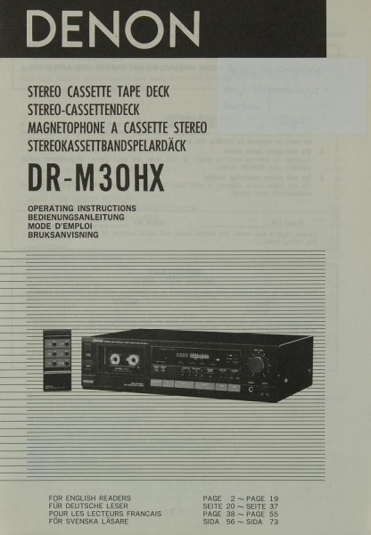 Denon DR-M 30 HX Manual