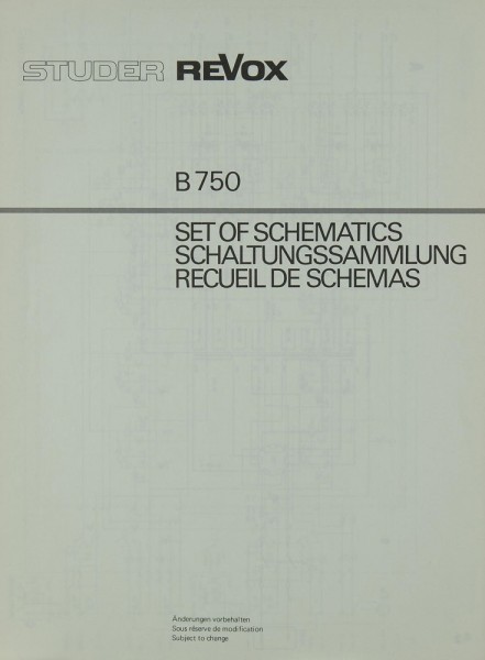 Revox B 750 Schematics / Service Manual