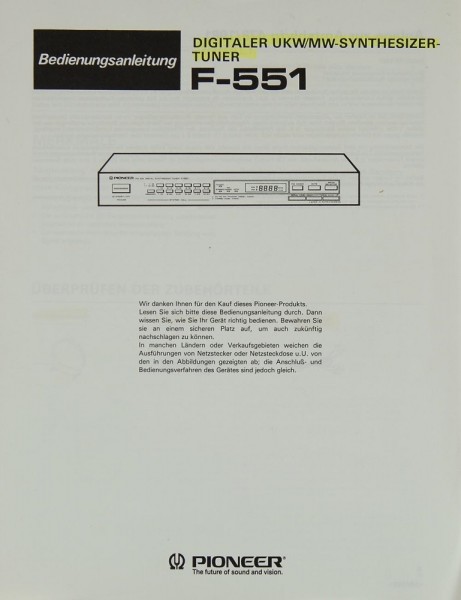 Pioneer F-551 Manual