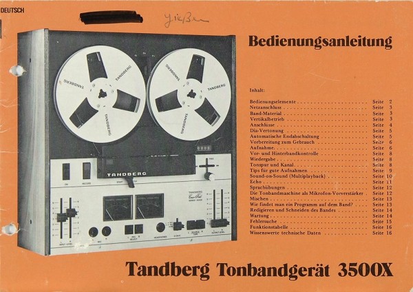 Tandberg 3500 X User manual