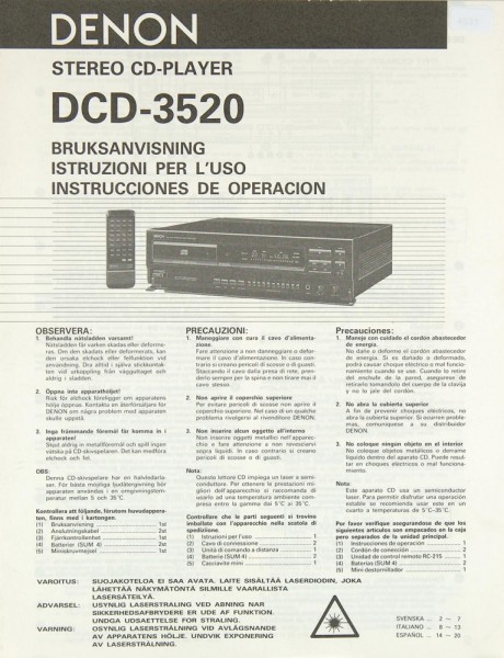 Denon DCD-3520 Bedienungsanleitung
