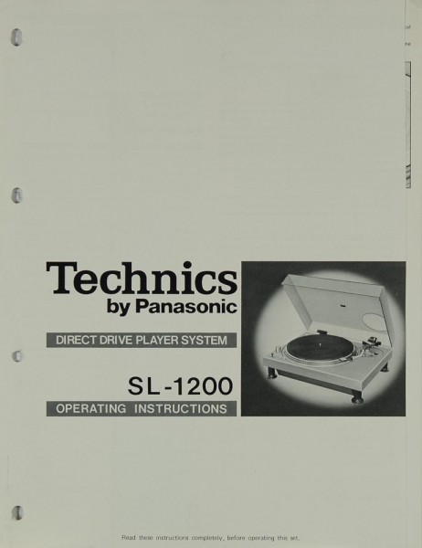 Technics SL-1200 Bedienungsanleitung