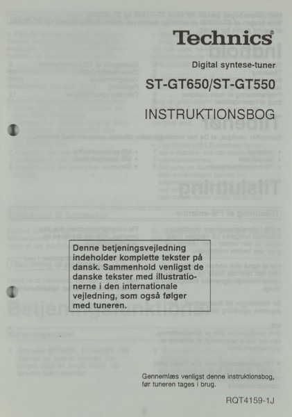 Technics ST-GT 650 / ST-GT 550 Manual