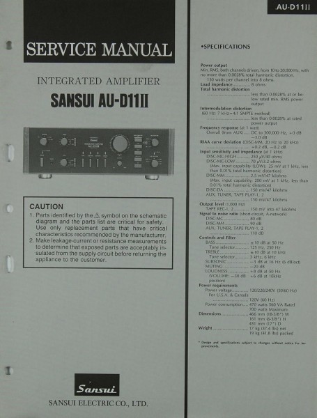 Sansui AU-D 11 II Schematics / Service Manual