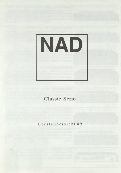 NAD Geräteübersicht 1989 (mit Preisen) Prospekt / Katalog