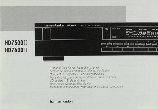 Harman / Kardon HD 7500 II / HD 7600 II Operating Instructions