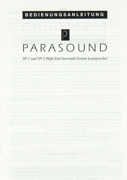 Parasound SP-1 / SP-2 Bedienungsanleitung