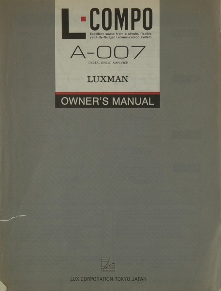 Luxman A-007 Bedienungsanleitung